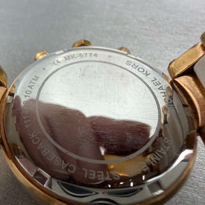 Michael Kors Parker Watch Women 39mm White Dial Rose Gold Tone Date New Battery9