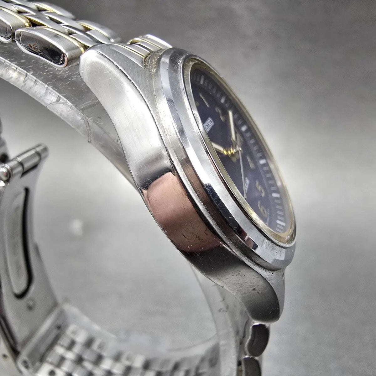 Pulsar Solar Watch Women 28mm Blue Dial Silver Date Round V182-0AE0 Works5