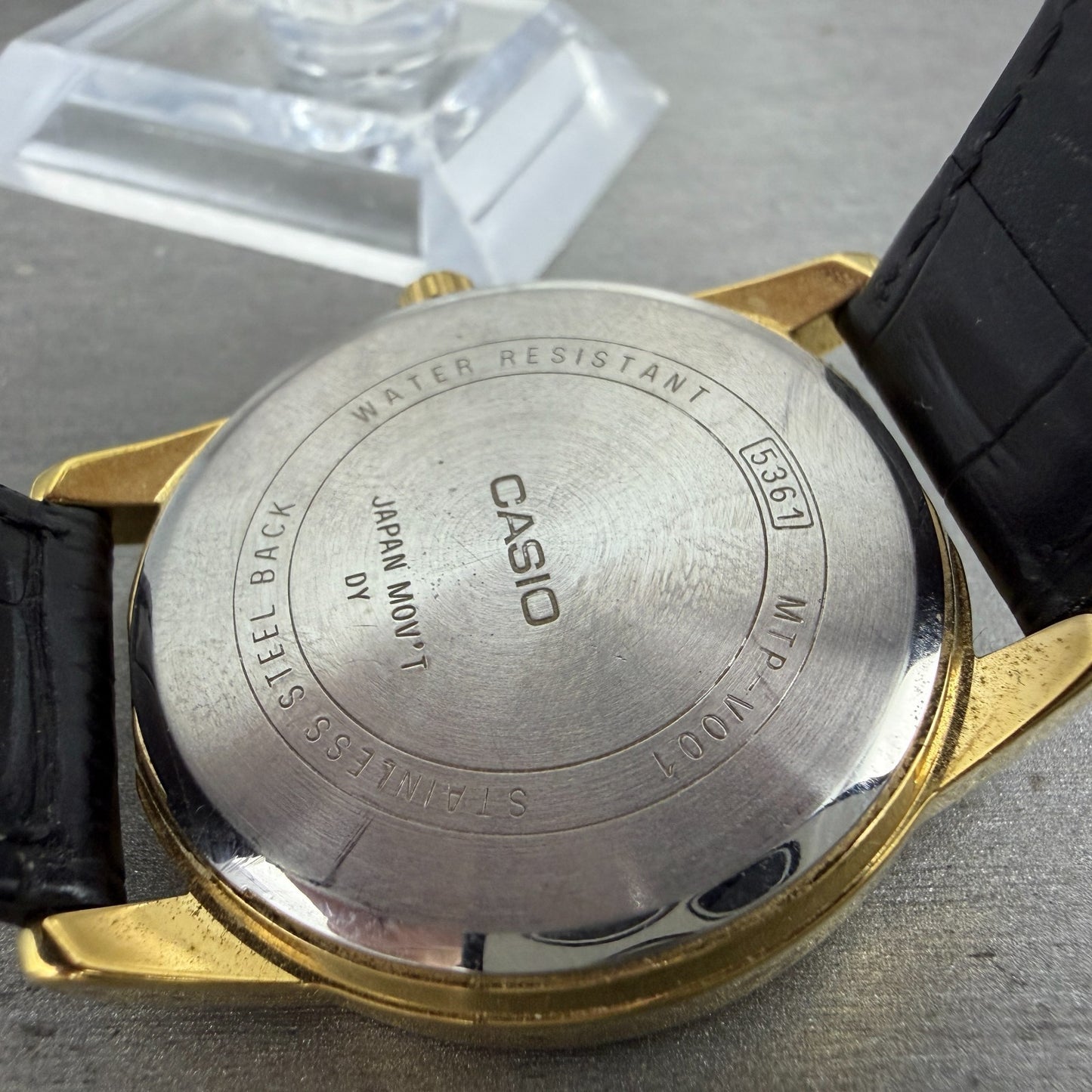 Casio Watch Men 38mm White Dial Gold Tone Round MTP-V001 NewBattery Leather Band9