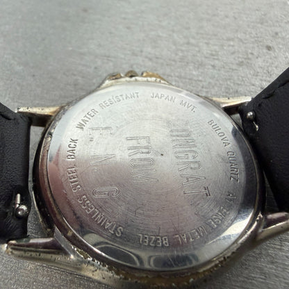 Bulova Watch Men 34mm White Dial Two Tone Round 98A40 New Battery Vintage9