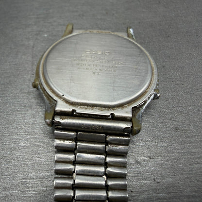 Casio AQ-227 Watch Unisex 35mm White Dial Silver Tone Analog Digital PARTS10