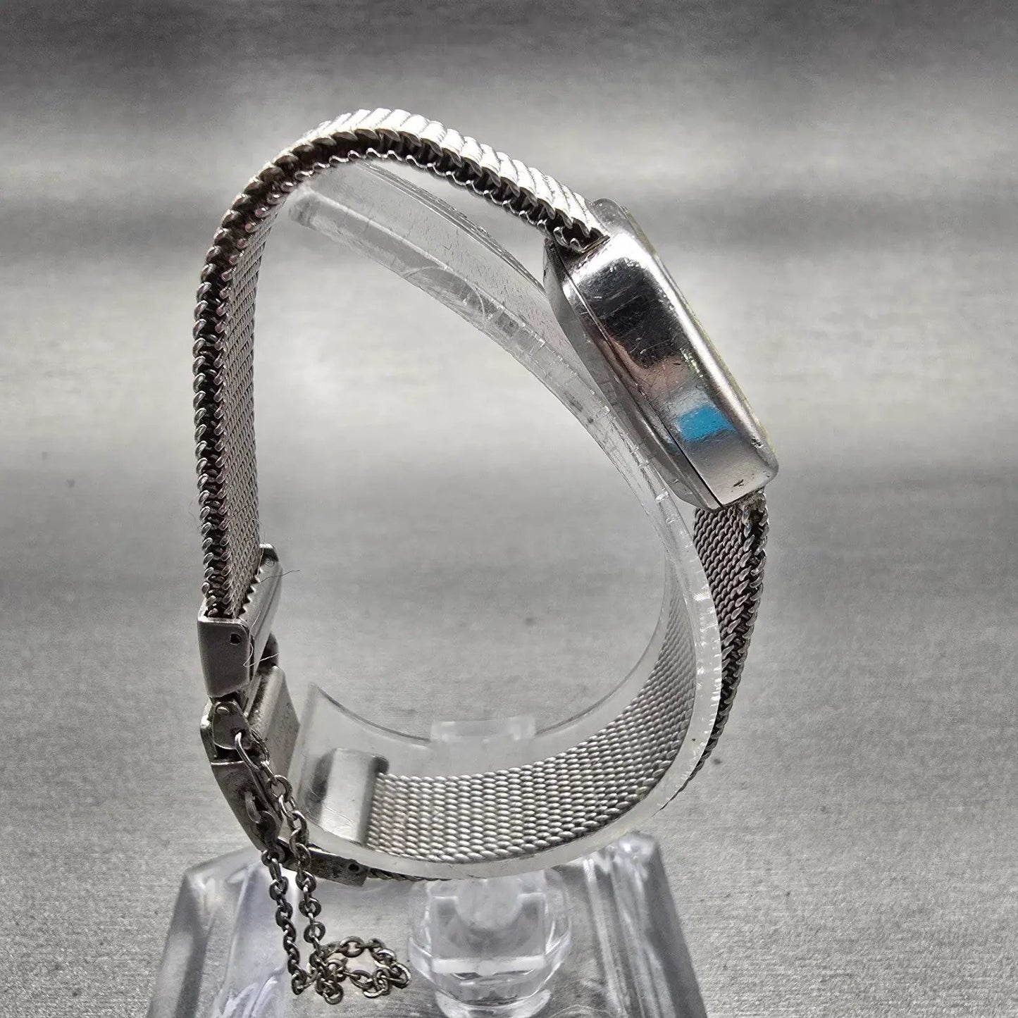 Seiko Watch Women 20mm Silver Dial Silver Tone Rectangle 16-5259 New Battery VTG8