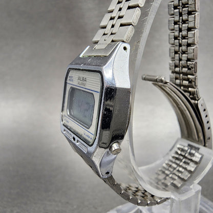 Seiko ALBA Digital Watch Women 24mm Digital Silver Tone Octagon New Battery2