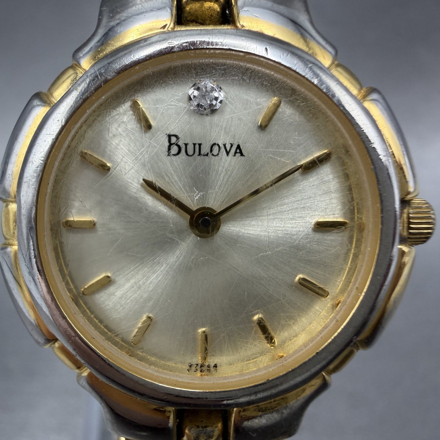 Bulova Watch Women 26mm Gold Dial Gold Tone Round 97P44 New Battery VTG ABCD1