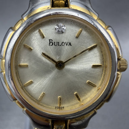Bulova Watch Women 26mm Gold Dial Gold Tone Round 97P44 New Battery VTG ABCD1