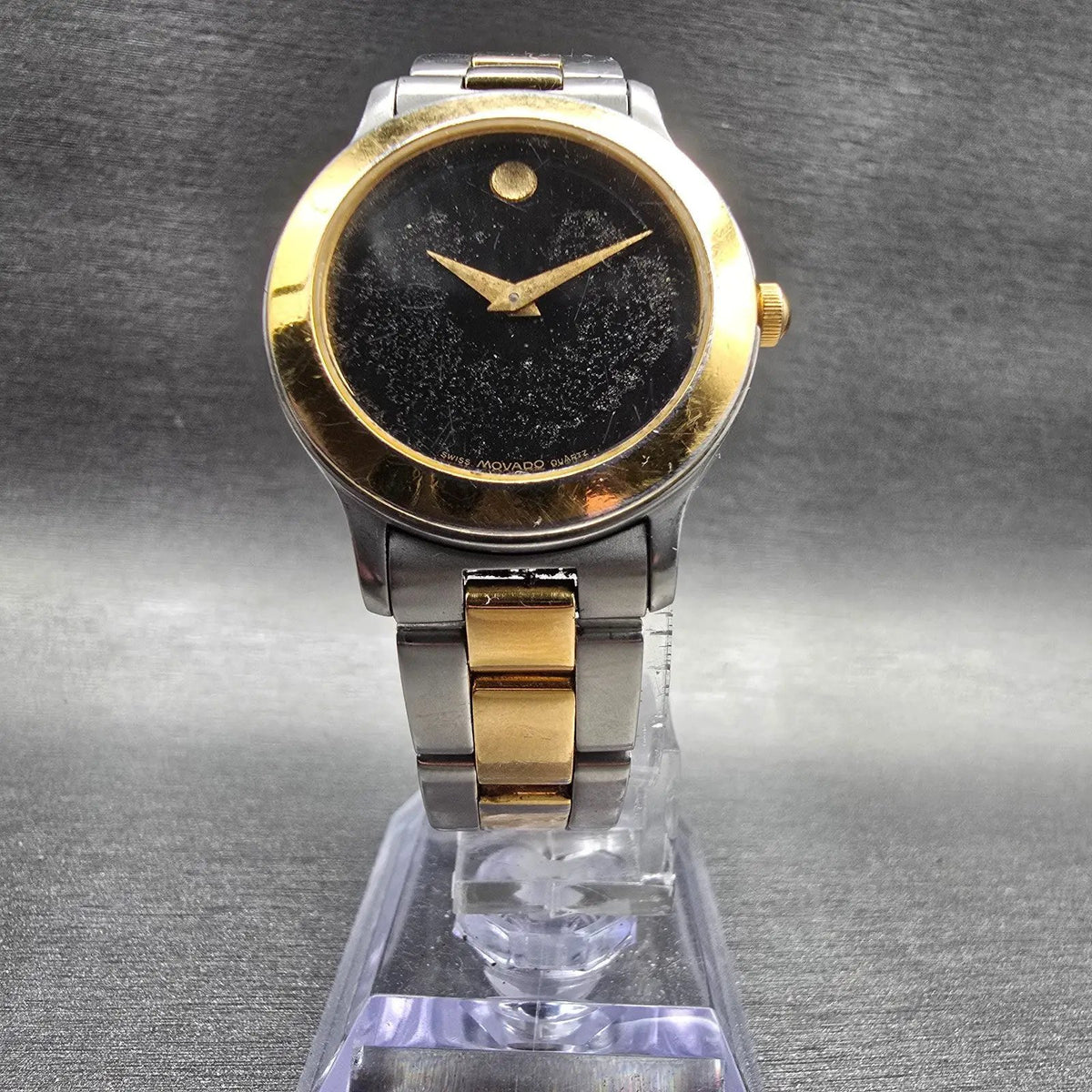 Movado Museum  junior sport Watch Women 28mm Black Dial Two Tone Round New Batt5