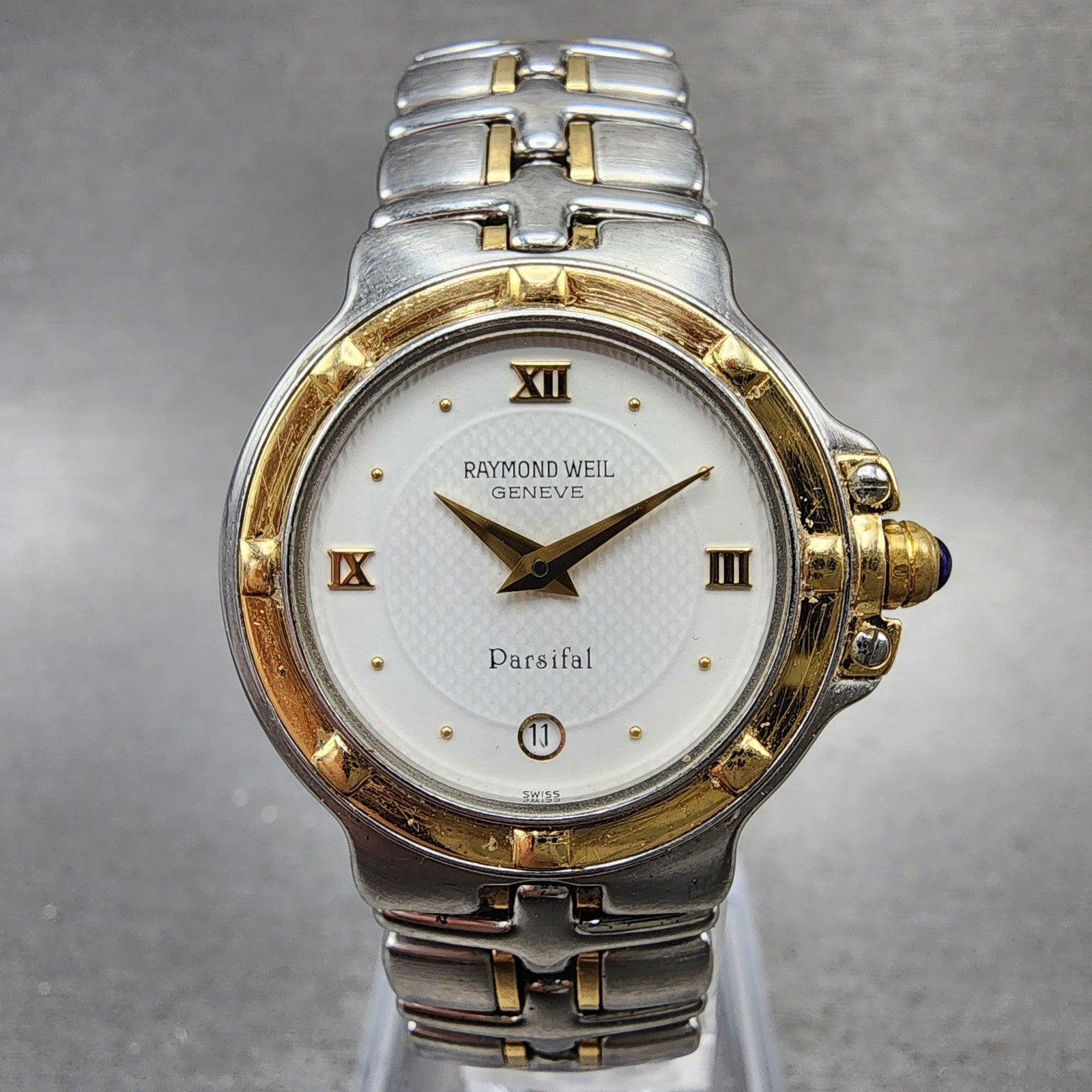 Raymond Weil Parsifal Watch Women 27mm White Dial Two Tone Date New battery0