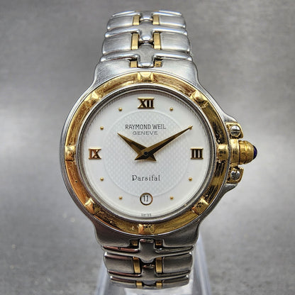Raymond Weil Parsifal Watch Women 27mm White Dial Two Tone Date New battery0