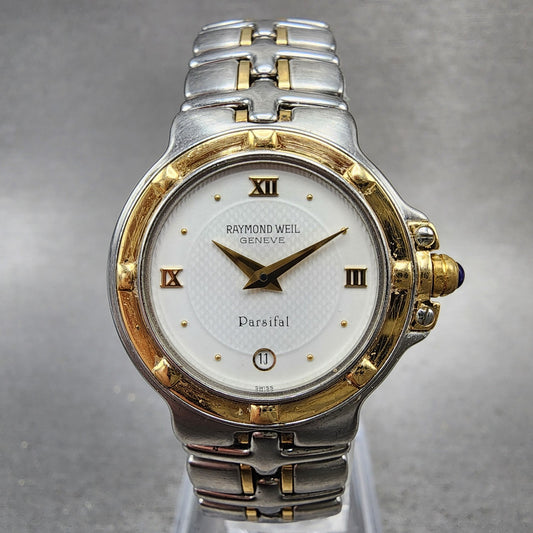 Raymond Weil Parsifal Watch Women 27mm White Dial Two Tone Date New battery0