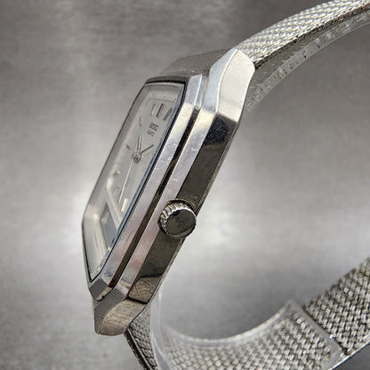 Seiko Tank Watch Men 31mm Analog Digital Silver Dial Steel H449-5000 New Battery