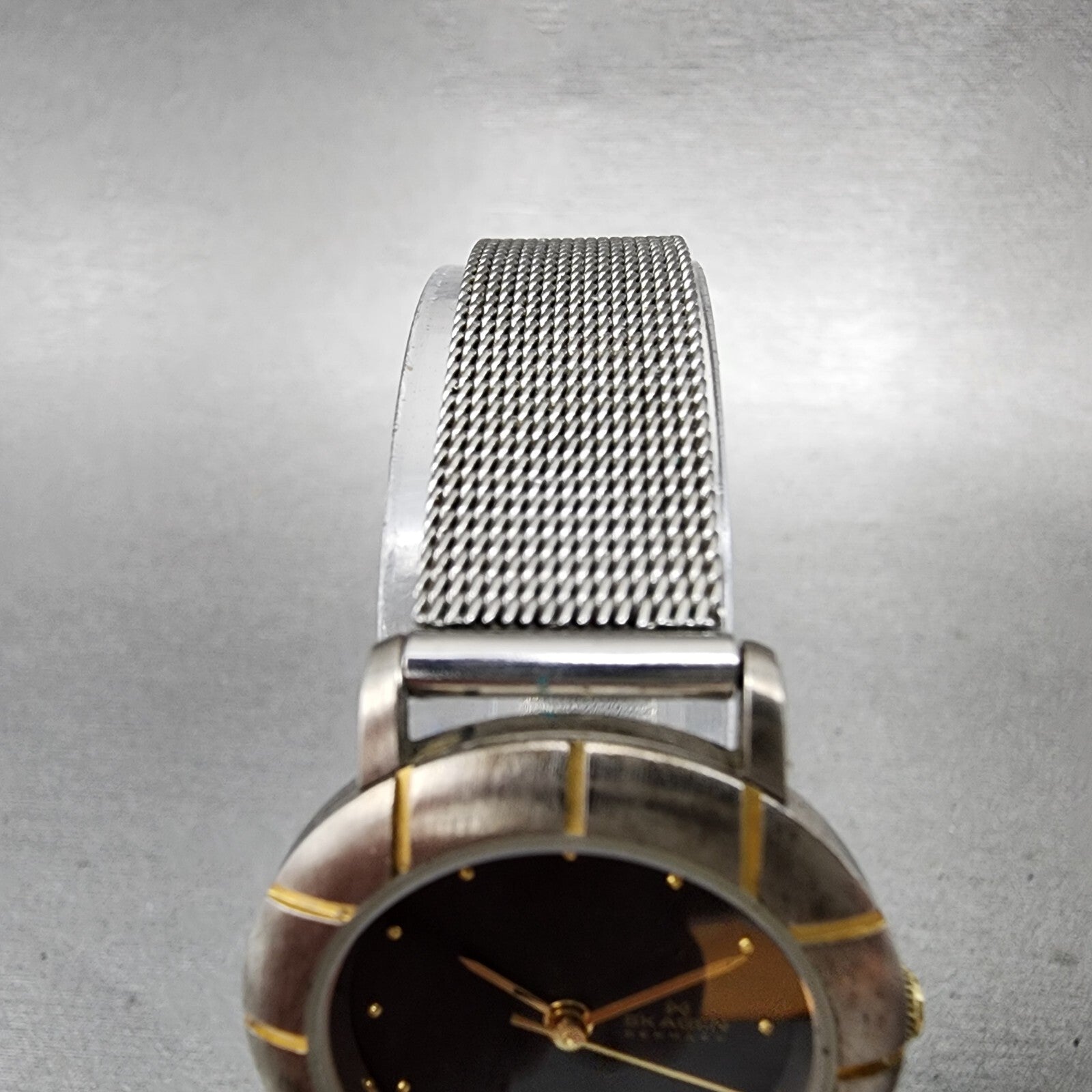 Skagen Watch Women 25mm Black Dial Two Tone Round 3SGSB Mesh Nand New Battery4