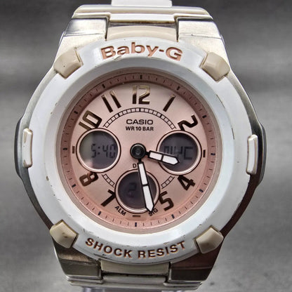 Casio Baby-G BGA-110 Watch Women 40mm Pink Dial White Chrono Alarm New Battery1