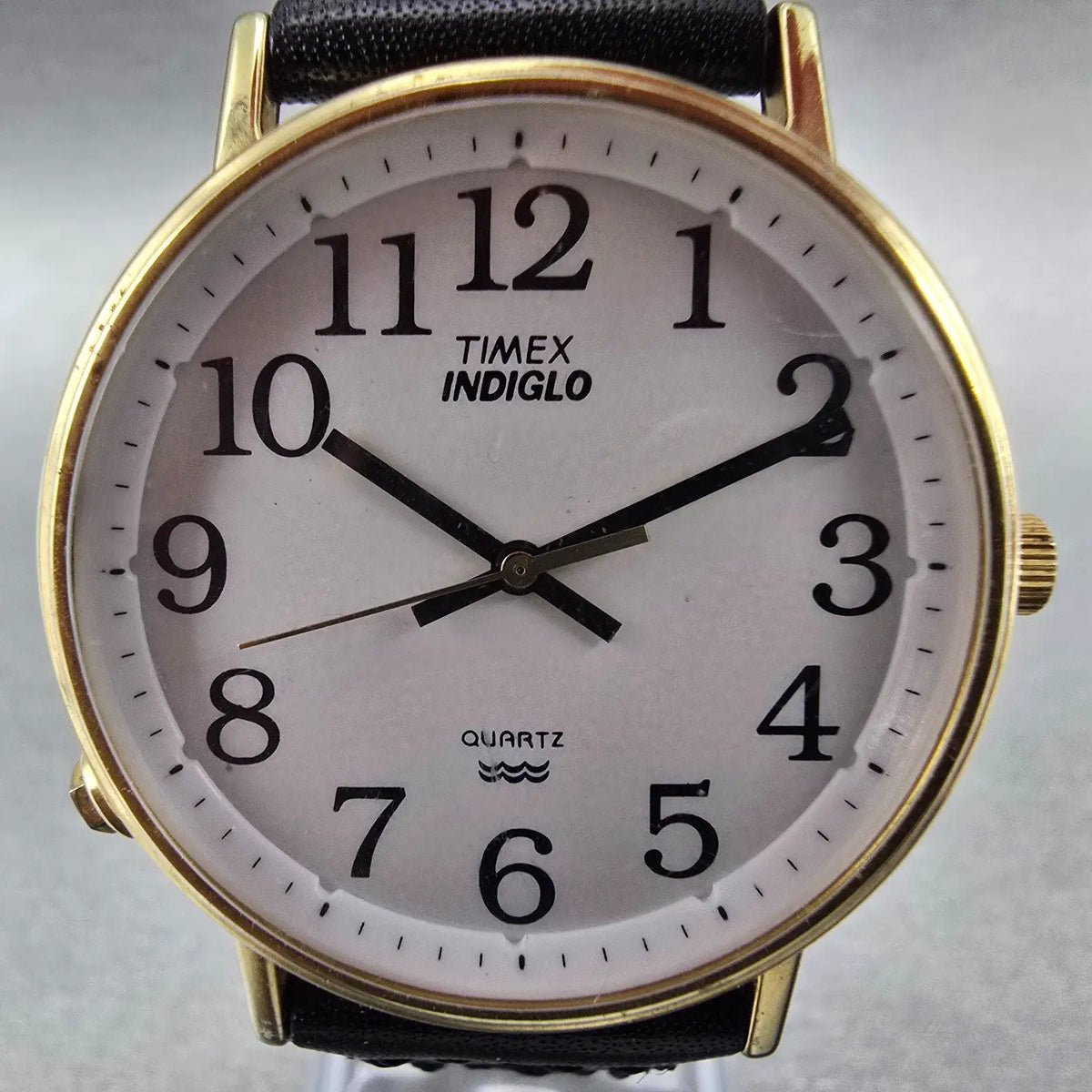 Timex Easy Reader Watch Men 35mm White Dial Gold Tone Leather Round  New Battery1