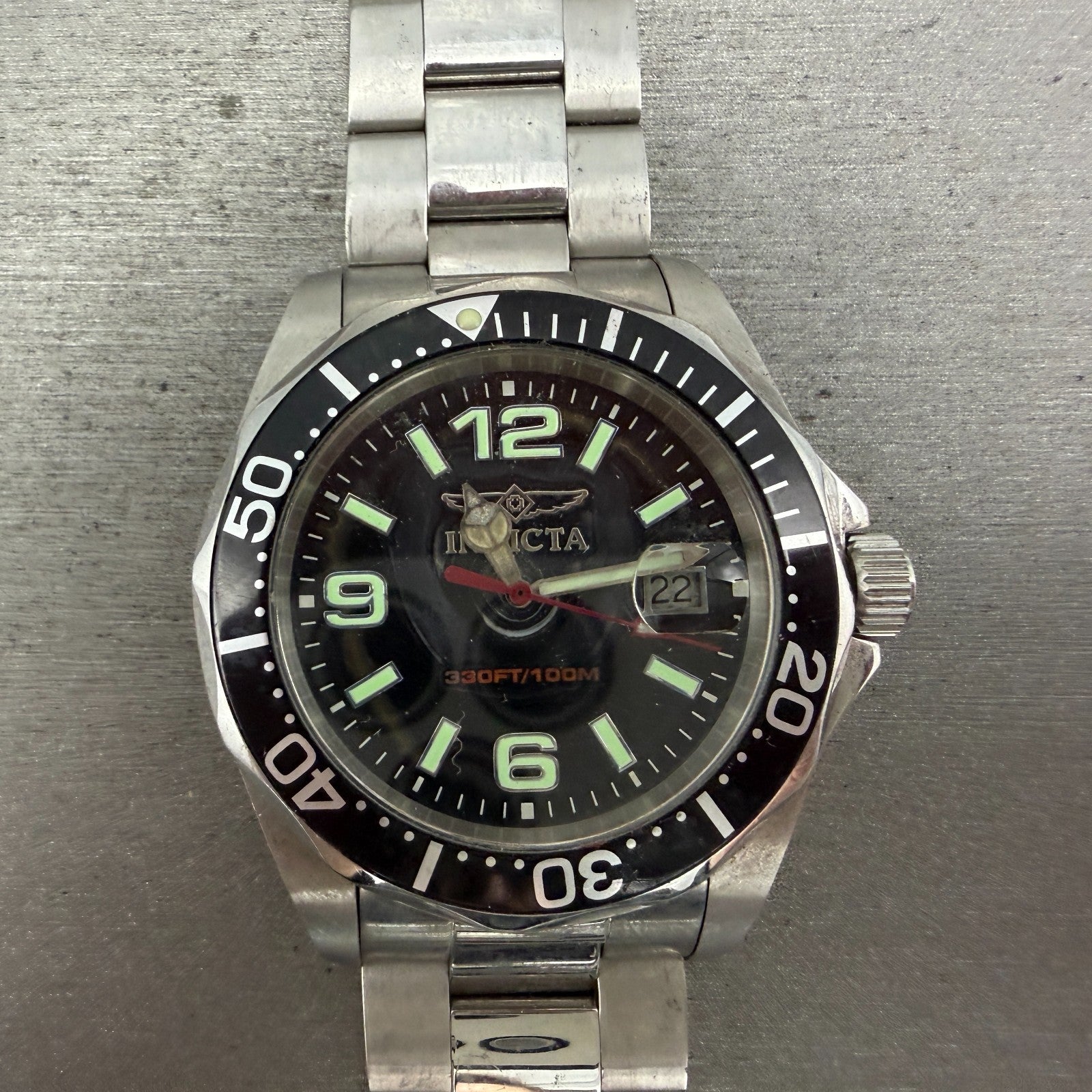 Invicta Diver Watch Men 43mm Black Dial Steel Date Round 6499 PARTS0