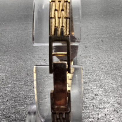 Bulova Watch Women 16mm Black Dial Gold Tone Oval 6971 New Battery Vintage7
