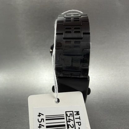 Casio MTP-E350 Watch Men 39mm Black Dial Black Tone Daydate Metal Bracelet7