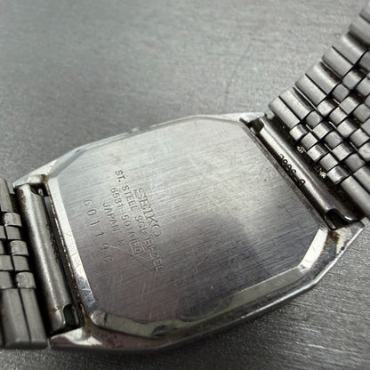 Seiko Watch Men 28mm Silver Dial Two Tone Octagon 6531-5010 Vintage PARTS10