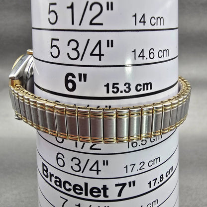 Seiko Watch Women 24mm White Dial Two Tone Date Round 7N82-0399 New Battery VTG9