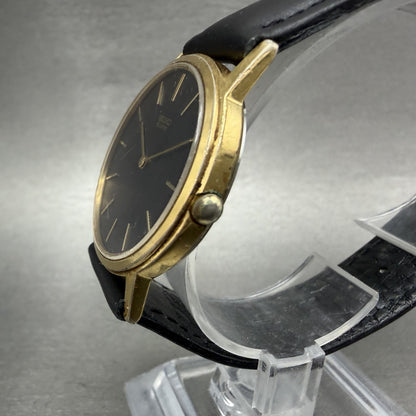 Seiko Watch Men 32mm Black Dial Gold Tone Round 2620-0209 New Battery Dress2