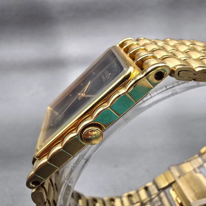 Citizen CQ Watch Men 24mm Black Dial Gold Tone Rectangle 6031-S07084 New Battery2