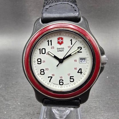 Victorinox Swiss Army Watch Men 39mm White Dial Black Tone Date Round PARTS JKQ0