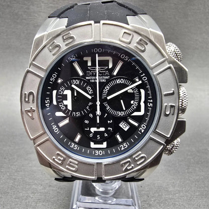Invicta Chronograph Dive Watch Men 44mm Black Dial Silver Tone 1608 New BatteryL1
