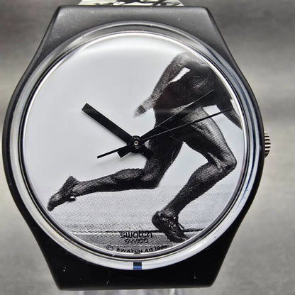 Swatch Olympic Portraits Watch Men 34mm White Dial Black Round GB178 New Battery1