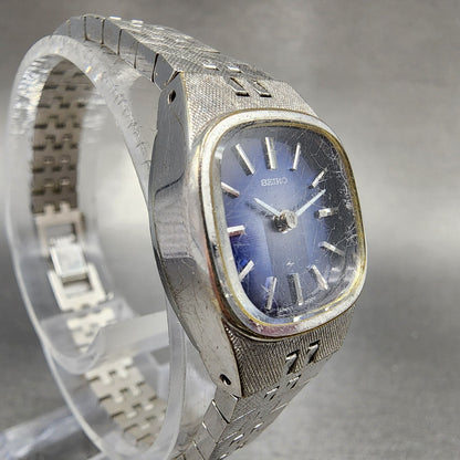 VTG Seiko Watch Women 19mm Blue Dial Gold plated Manual Wind 113940 Runs3