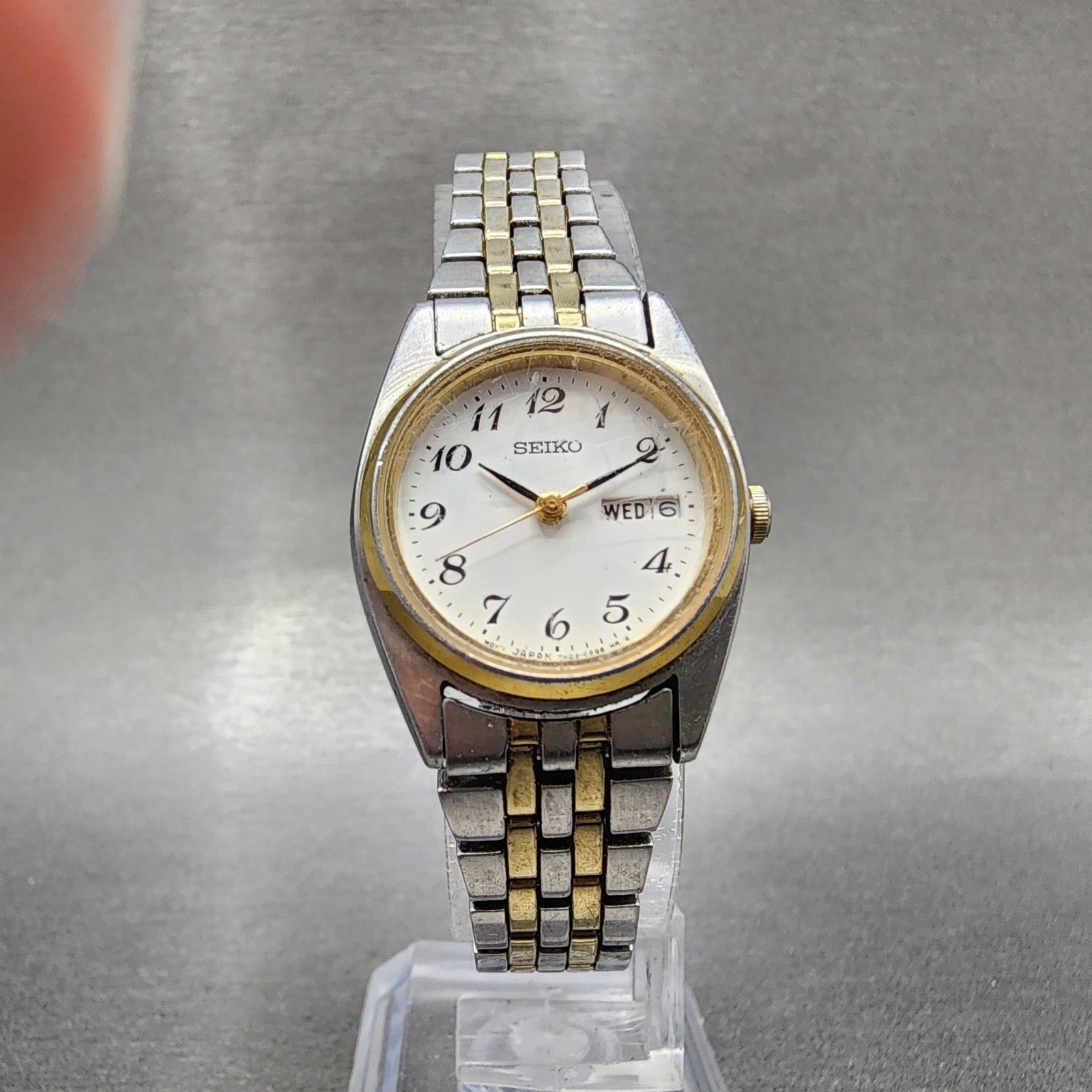 Seiko Watch Women 23mm White Dial Two Tone Daydate 7n830011 New Battery5