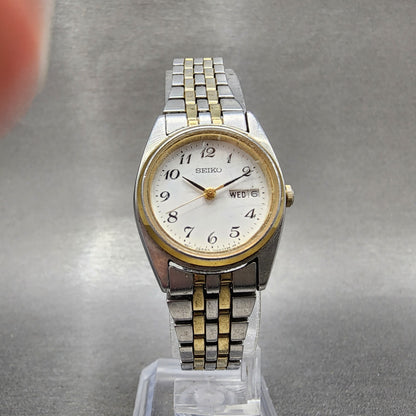 Seiko Watch Women 23mm White Dial Two Tone Daydate 7n830011 New Battery5