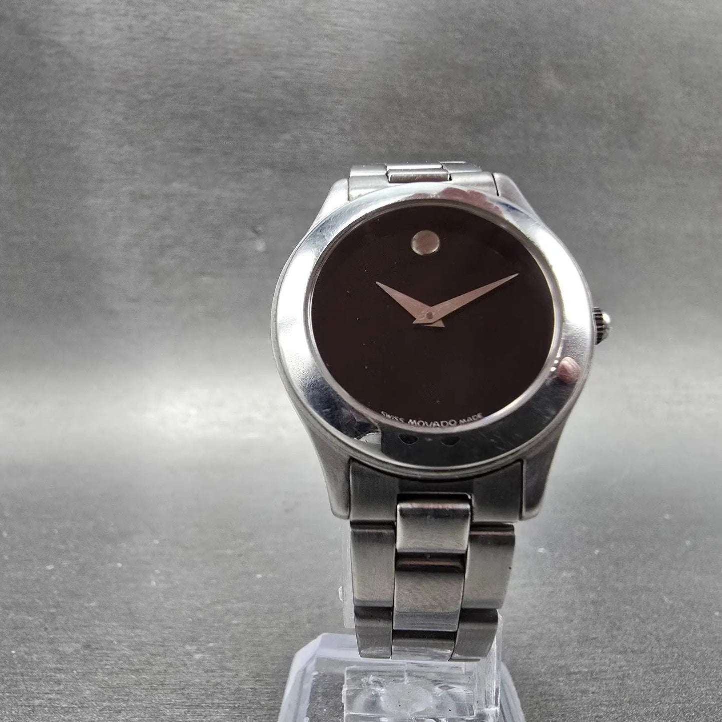 Movado Museum Watch Women 28mm Black Dial Silver Tone 84-E1-1861 New Battery5