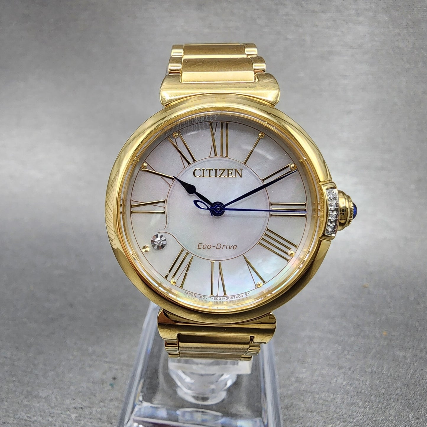 Citizen EcoDrive L Mae Watch Women 29mm MOP Dial Gold Tone Round EM106257D A120