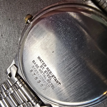 Seiko SQ Watch Men 35mm White Dial Two Tone Daydate Round 5Y23-7089 New Battery10