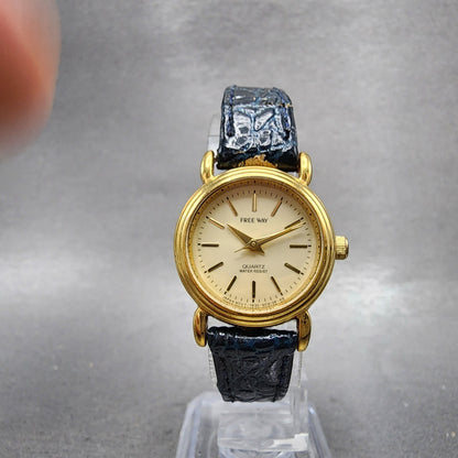 Citizen Freeway Watch Women 24mm Cream Dial Gold Tone Round New Battery VTG5