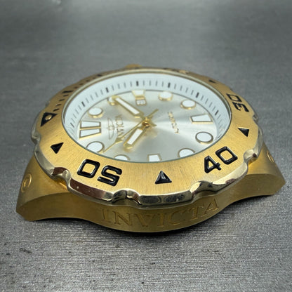 Invicta Pro Diver Automatic Watch Men 49mm White Dial Gold Tone Date Round 235073