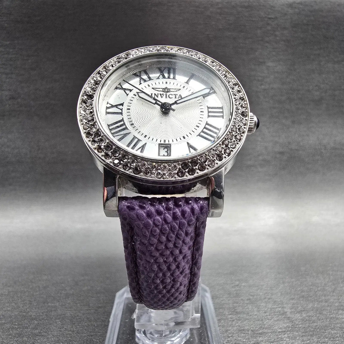 Invicta Angel Watch Women 33mm Silver Dial Silver Tone Date Gemmed 21996 New Bat5