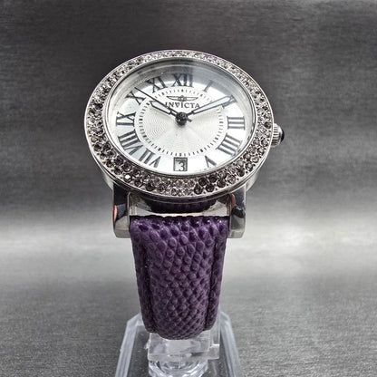 Invicta Angel Watch Women 33mm Silver Dial Silver Tone Date Gemmed 21996 New Bat5