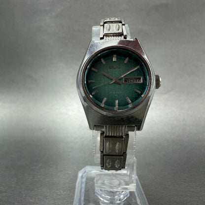 Seiko Automatic Watch Women 25mm Green Dial Silver Tone Daydate 2206-0610 Runs5