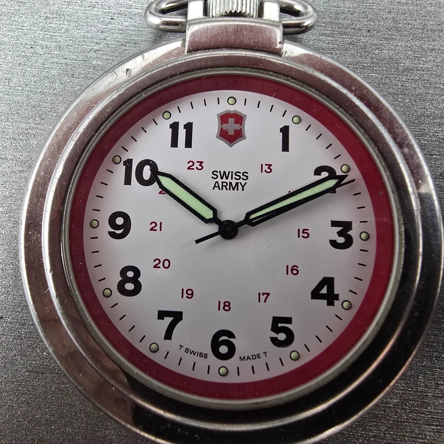 Victorinox Swiss Army Pocket Watch Men 48mm White Dial Silver Tone Round PARTS2