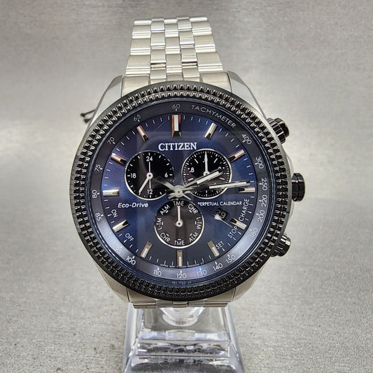 Citizen Eco-Drive Chronograph Classic Watch Men 43mm Blue Dial Steel BL5568-54L