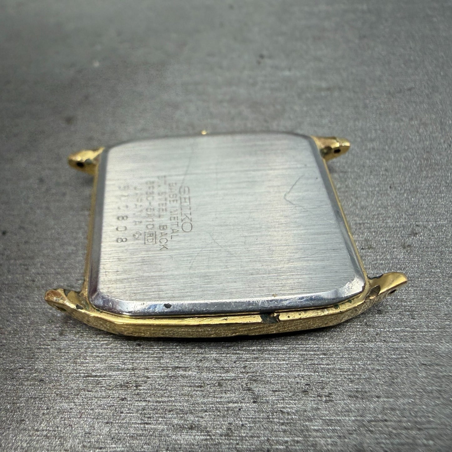 Seiko Watch Men 27mm Champagne Dial Gold Tone Rectangle 5P30-5A10 PARTS Vintage11