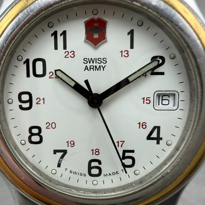 Victorinox Swiss Army Officers Watch Men 39mm White Dial Two Tone Date PARTS2