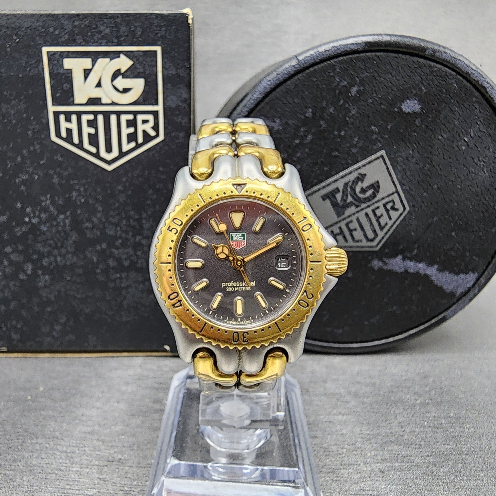 TAG Heuer Professional Watch Women 29mm Black Dial Two Tone Date S95215 New Bat0
