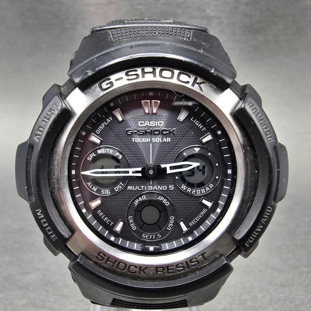 Casio G-Shock AWG-100C Watch Men 47mm Black Silver Alarm Chrono Solar Works JP0