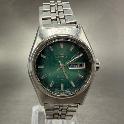Seiko Automatic Watch Women 25mm Green Dial Silver Tone Daydate 2206-0610 PARTS0