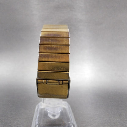 Seiko Tank Watch Men 26mm Black Dial Gold Tone Rectangle 5Y30-5B59 READ!!!! Runs