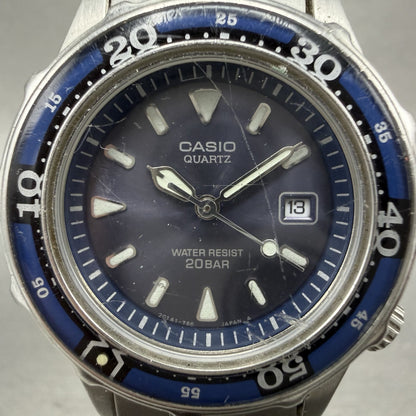 Casio Dive Watch Women 32mm Blue Dial Silver Tone Date Round LD715 PARTS2