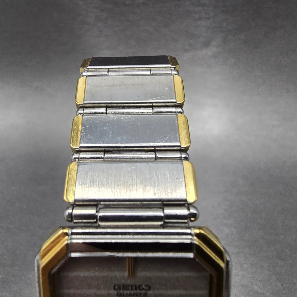 Seiko Tank Watch Men 25mm Silver Dial Two Tone Octagon 9020-5410 VTG PARTS5