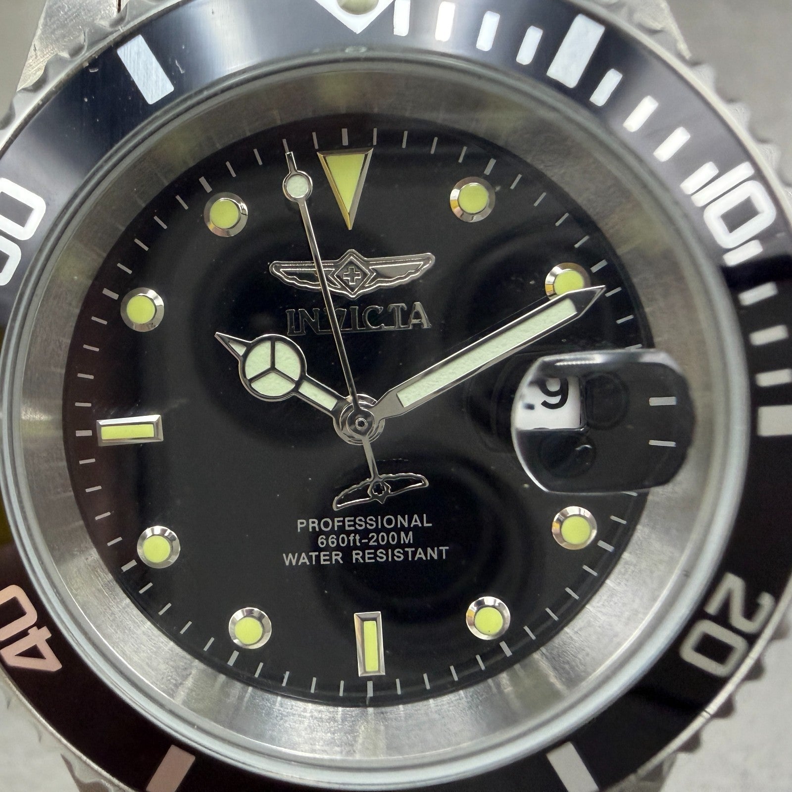 Invicta Pro Diver Watch Men 40mm Black Dial Silver Tone Date Round 26970 New Bat1