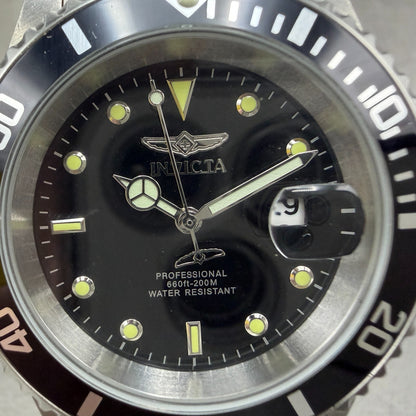 Invicta Pro Diver Watch Men 40mm Black Dial Silver Tone Date Round 26970 New Bat1